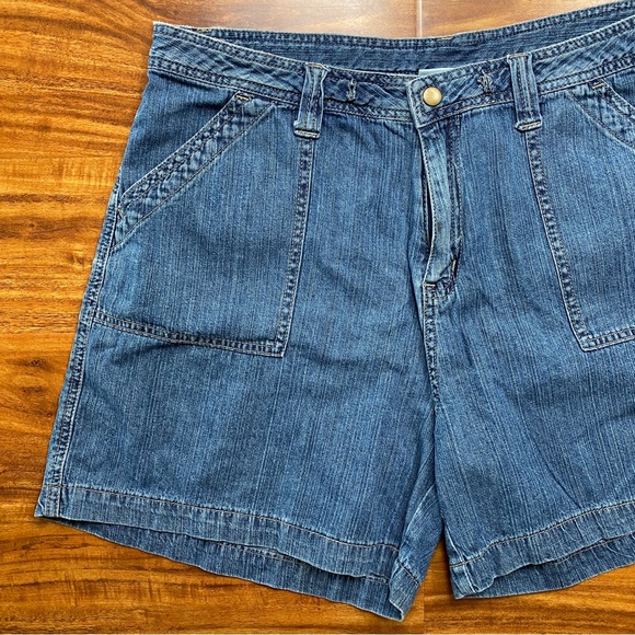 Vintage 1775 Women Medium Blue High Waist Relaxed 100% Cotton Jean Short Size 14 - Picture 4 of 16